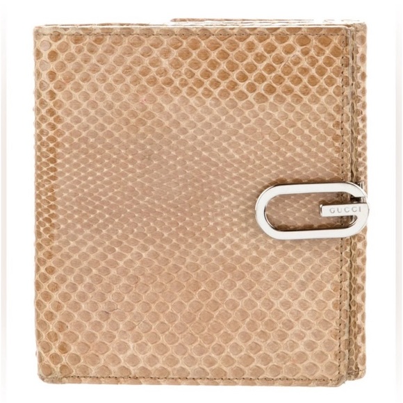 ♦️HTF♦️GUCCI SNAKESKIN COMPACT WALLET WITH HOOK - Picture 2 of 15